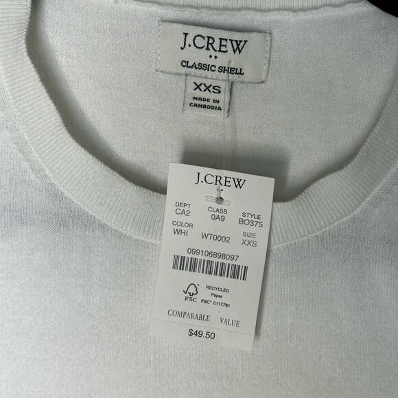 J. Crew 100% Cotton White Classic Shell - Size XXS New - Picture 5 of 10